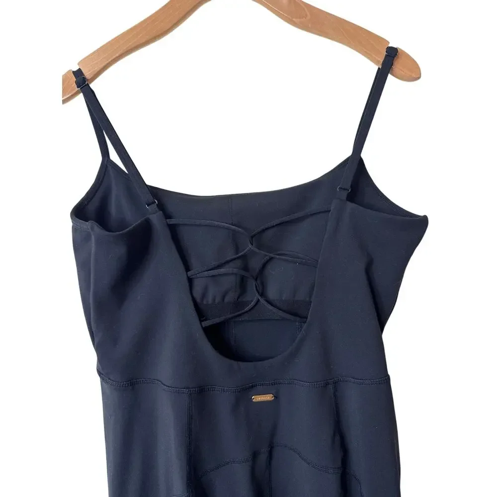 LSPACE Go the Distance Strappy Back One Piece Jumpsuit Size Large BLACK